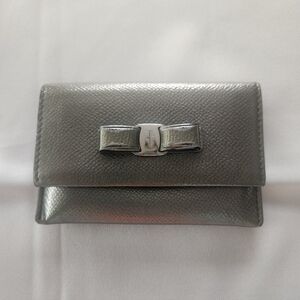 Salvatore Ferragamo Vara Bow Leather Card Case- Great Condition